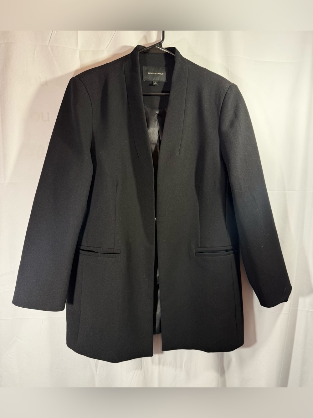 Banana Republic Women's Black Open-Front Blazer Jacket Size 16